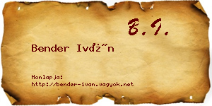 Bender Iván névjegykártya